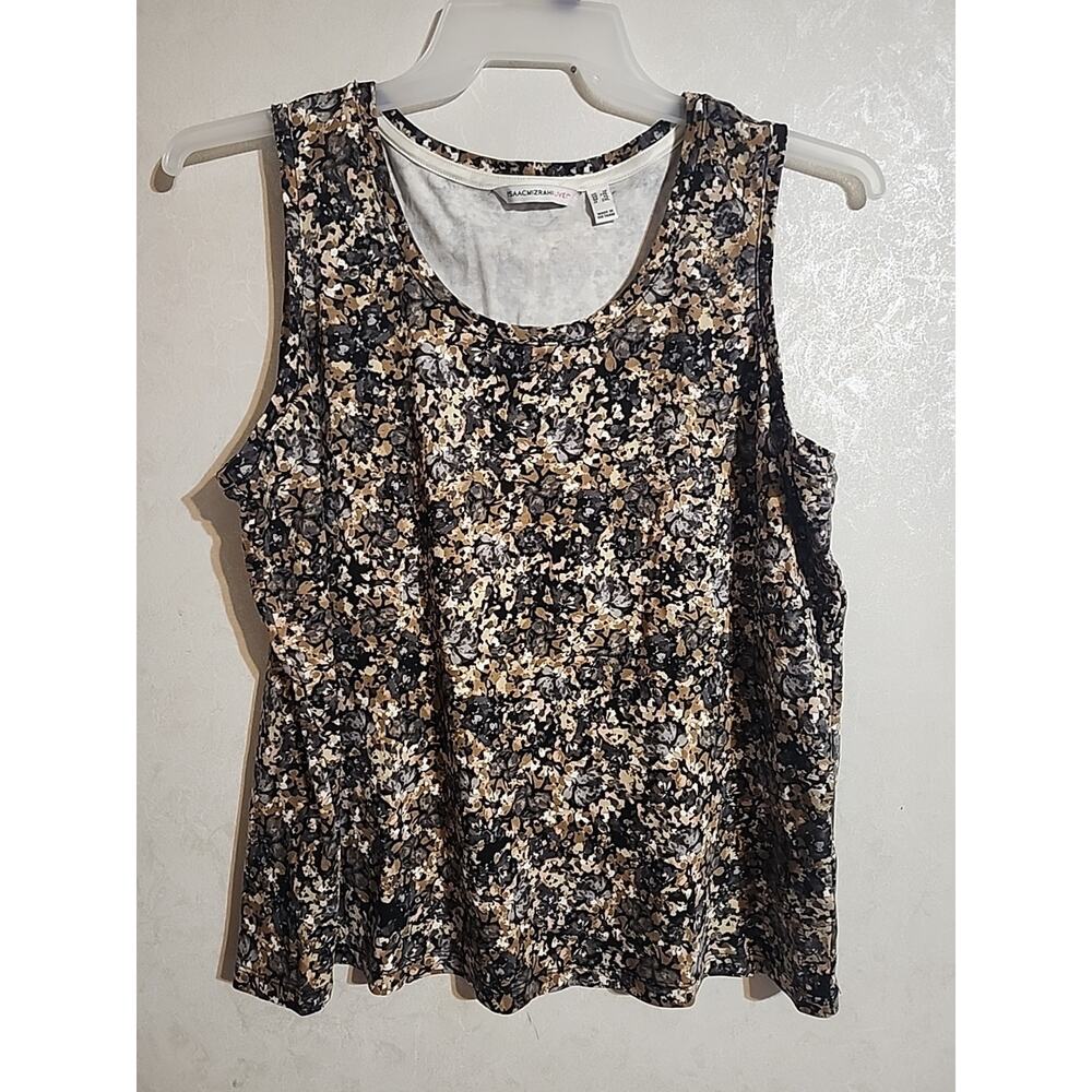 Isaac Mizrahi Live! Womens Scoop Neck Blouse Sleeveless Geometric Floral sz 1X